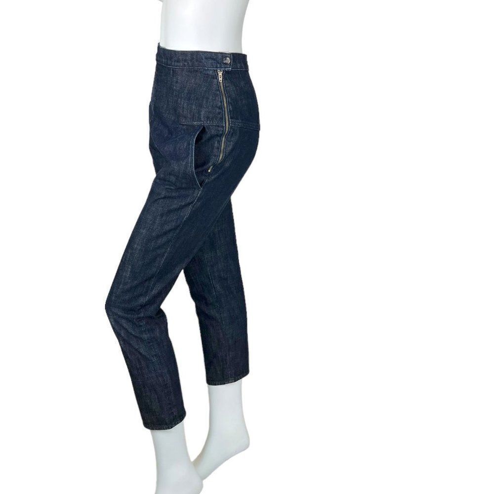 J Brand x Hussein Chalayan High Waist Flat Front Side Zip Dark Wash Jeans 25